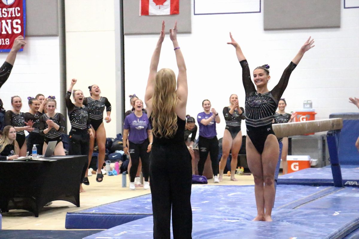 The UWW Gymnastics team showed amazing team spirit as they continuously cheered on everyone that was competing at home meet on Saturday afternoon, March 1, 2025.
