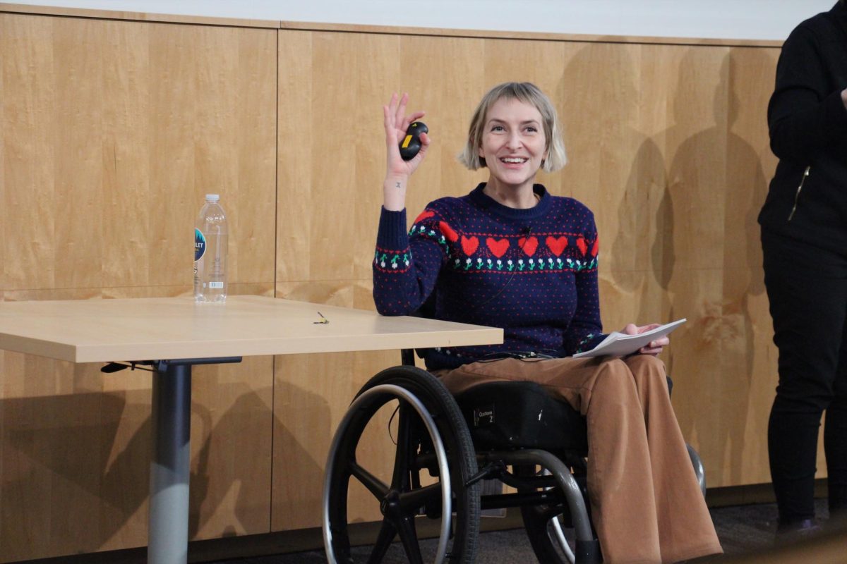 Rebekah Taussig was invited to give a compelling speech about the disabled rights and the fight that came with these rights in Hyland Hall at the UW-Whitewater campus on Thursday night, March 13, 2025.