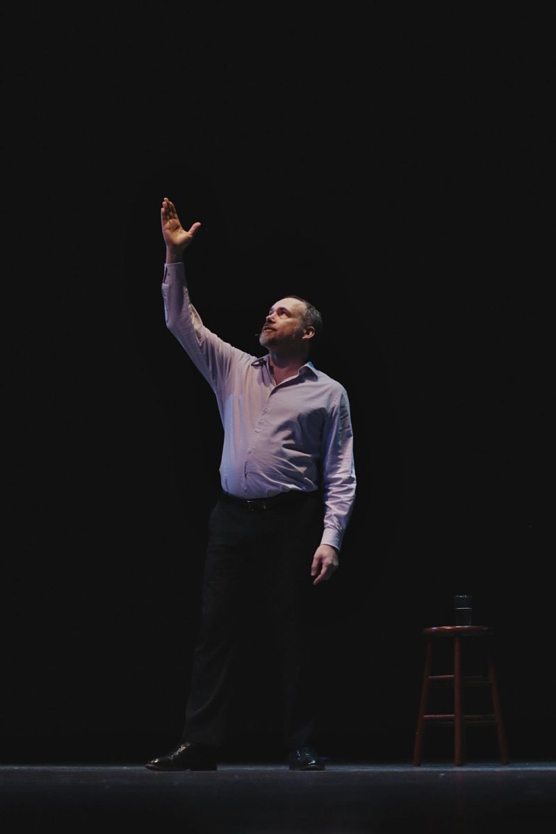 Performer John Heimbuch performing Beauwolf written by Charlie Bethel at Young Auditorium on September 17, 2025.
