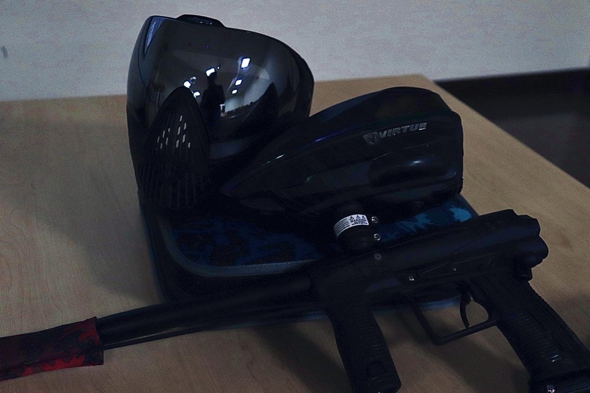 Paintball gun and gear presented at the Paintball Club revival at Hyland Hall on September 16, 2025.


