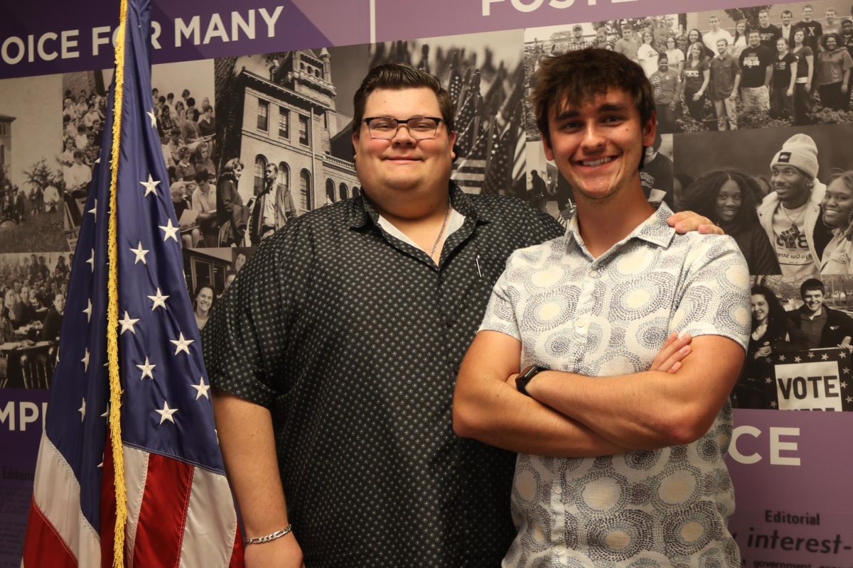 Whitewater Student Government President Douglas Bradley and Vice President Parker Boehm.