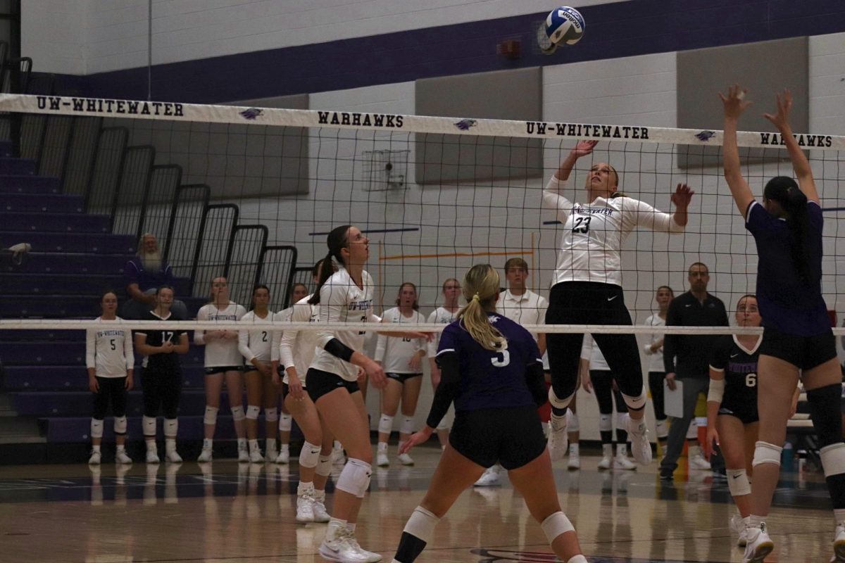 UW-Whitewater women's volleyball team playing against Hardin-Simmons University at the
Williams Center on October 10, 2025.