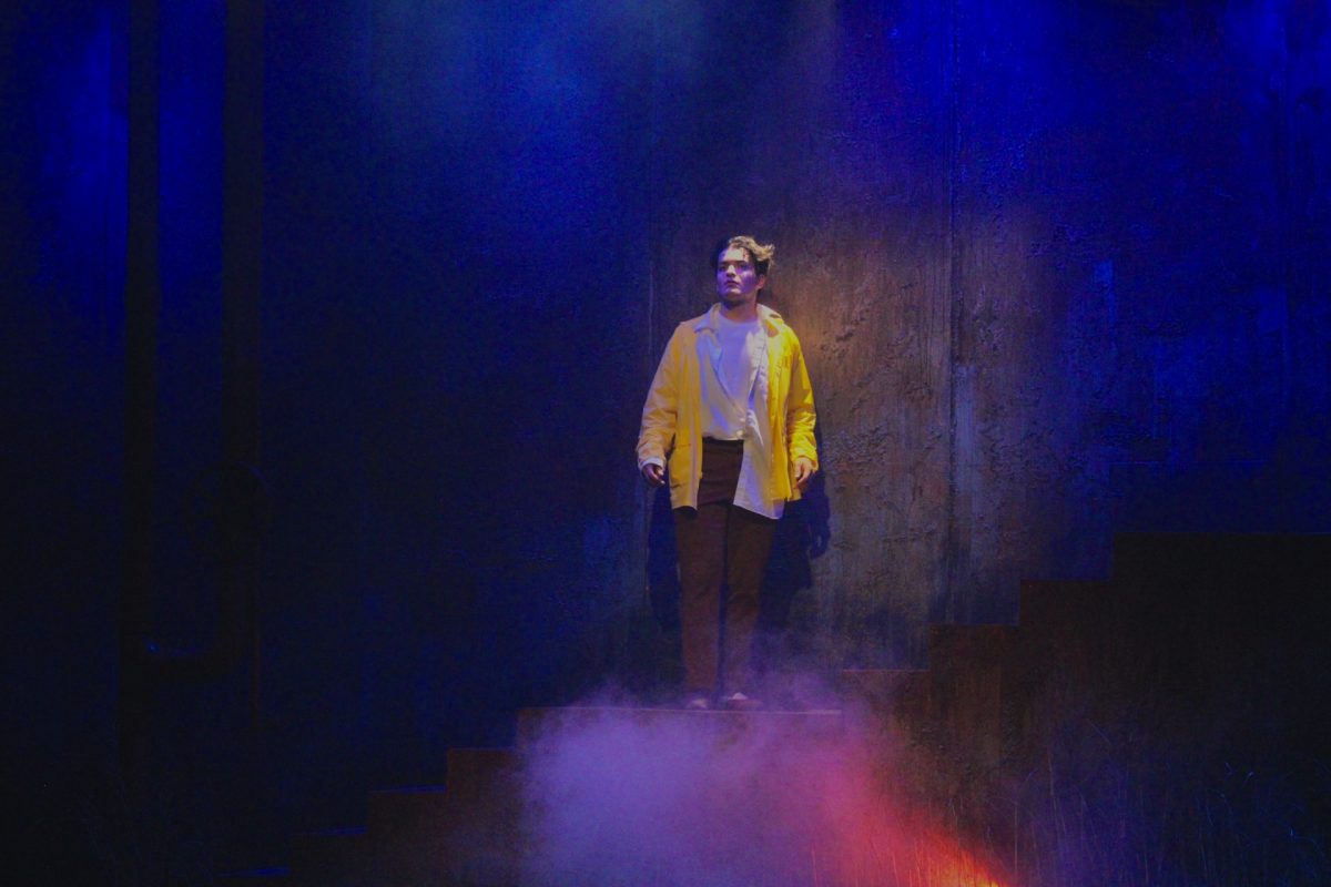 Student actor Atonio Parra playing as Orpheus in the play Eurydice at Hicklin Theatre located in
Greenhill Center of The Arts on October 2nd, 2025.