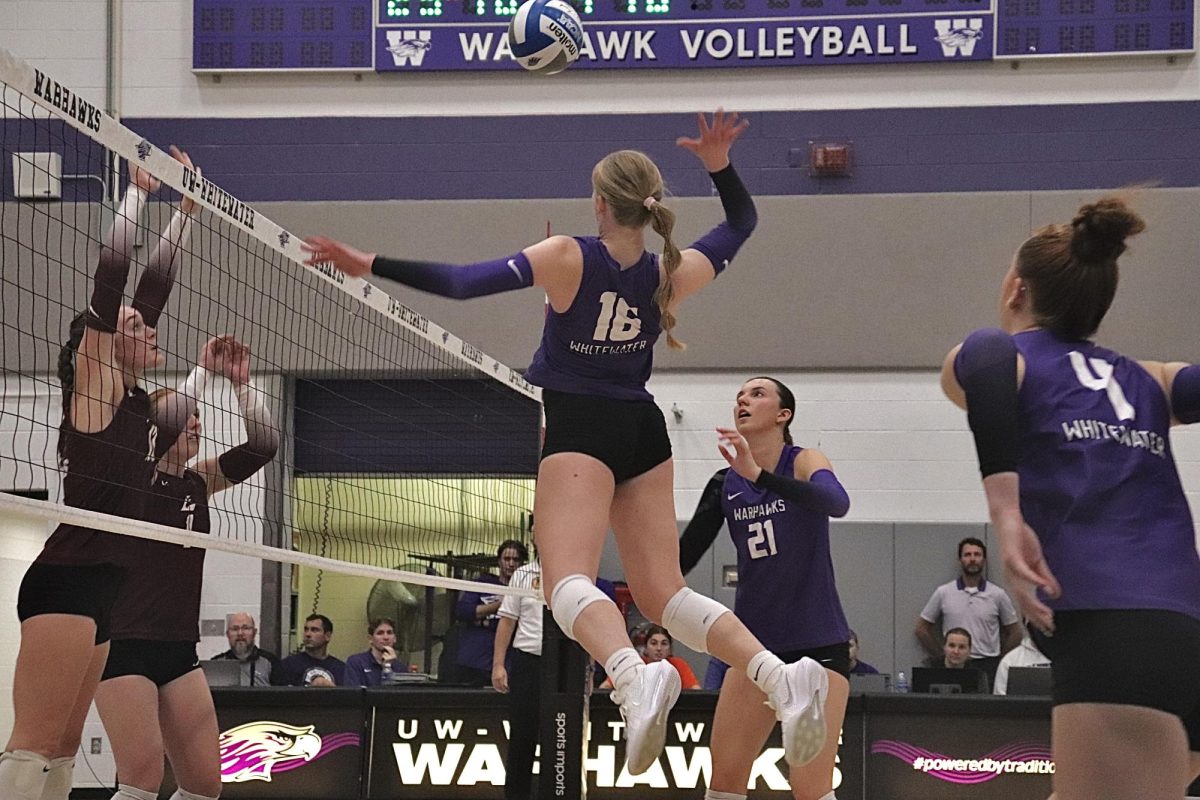UW-Whitewater women's volleyball team playing against UW-La Crosse at the Williams Center
on October 1st, 2025.
