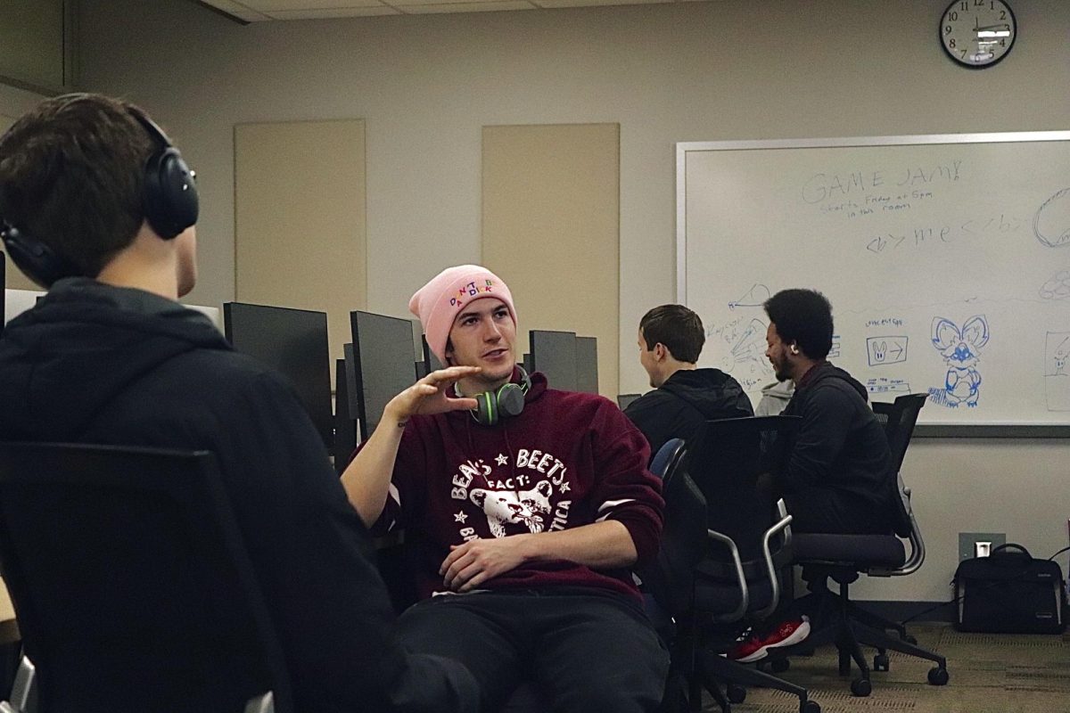 UW-Whitewater student attending the Game Jam session for the Gaming Development Club in Anderson Library on November 14th, 2025.