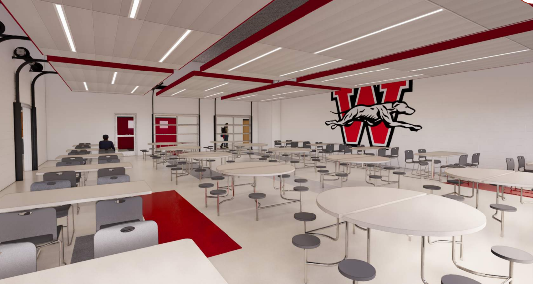 Renovations are incoming for the Whitewater Unified School District, with one major change being an expanded cafeteria in the high school. (Courtesy of Bray Architecture)