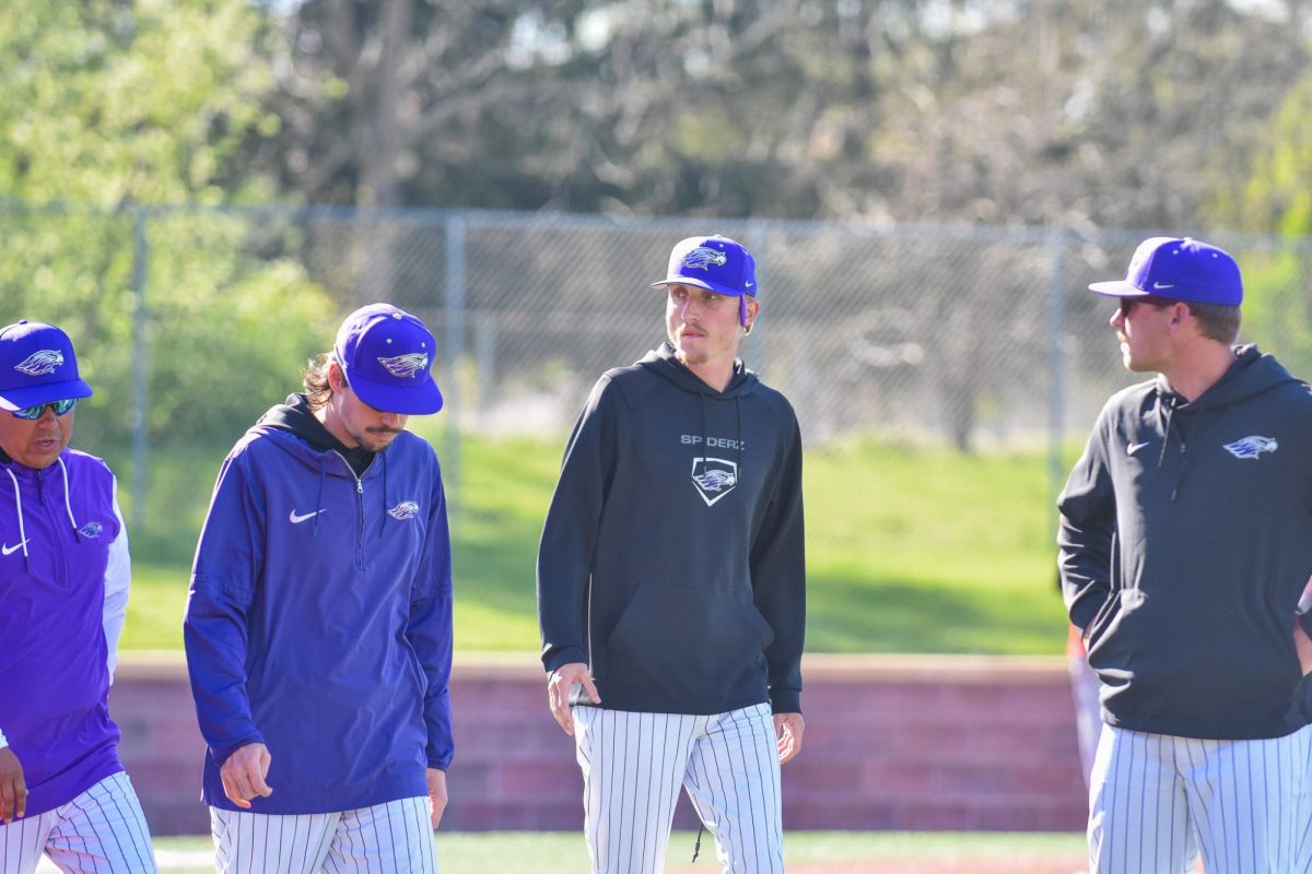  The UW-Whitewater baseball pitching staff reflects on their sweep against UW-River Falls, April 26, 2026 at Prucha Field. 

