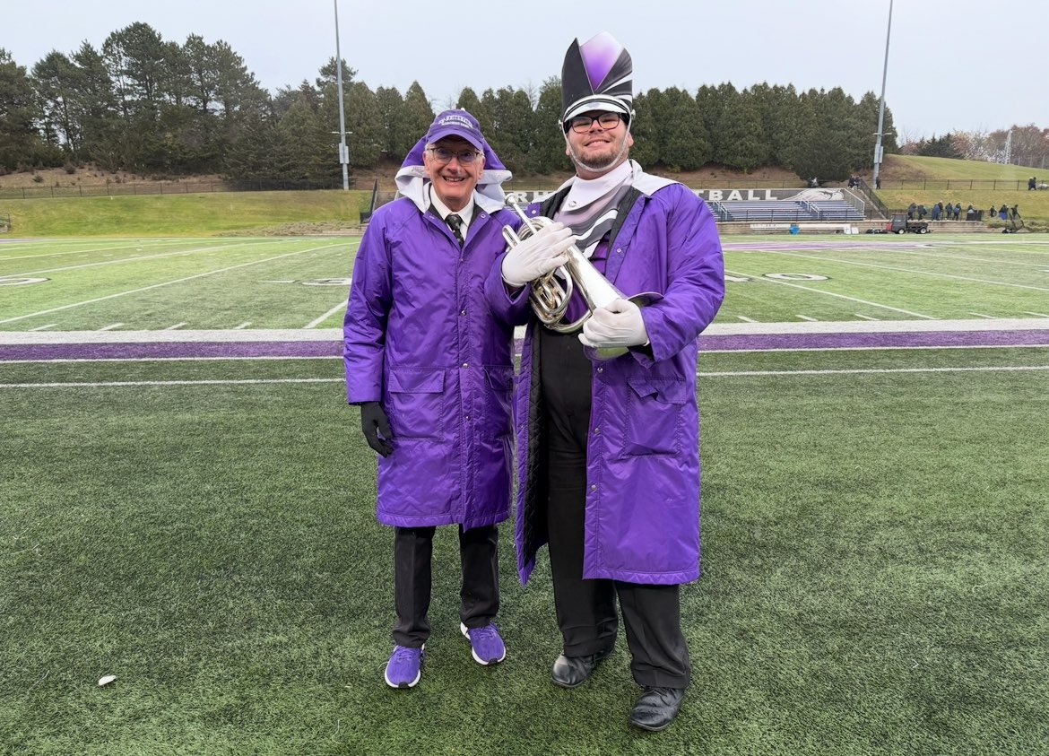 Ian Curless (left) and Glenn Hayes (right) are seen taking a picture for Curless's last football game as a senior. (Submitted by Ian Curless)